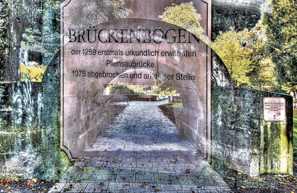 ESSLINGEN:  Im Merkelpark lebt die Erinnerung an die Ursprünge der Pliensaubrücke: Ein Bogen zwischen Historie und Idylle