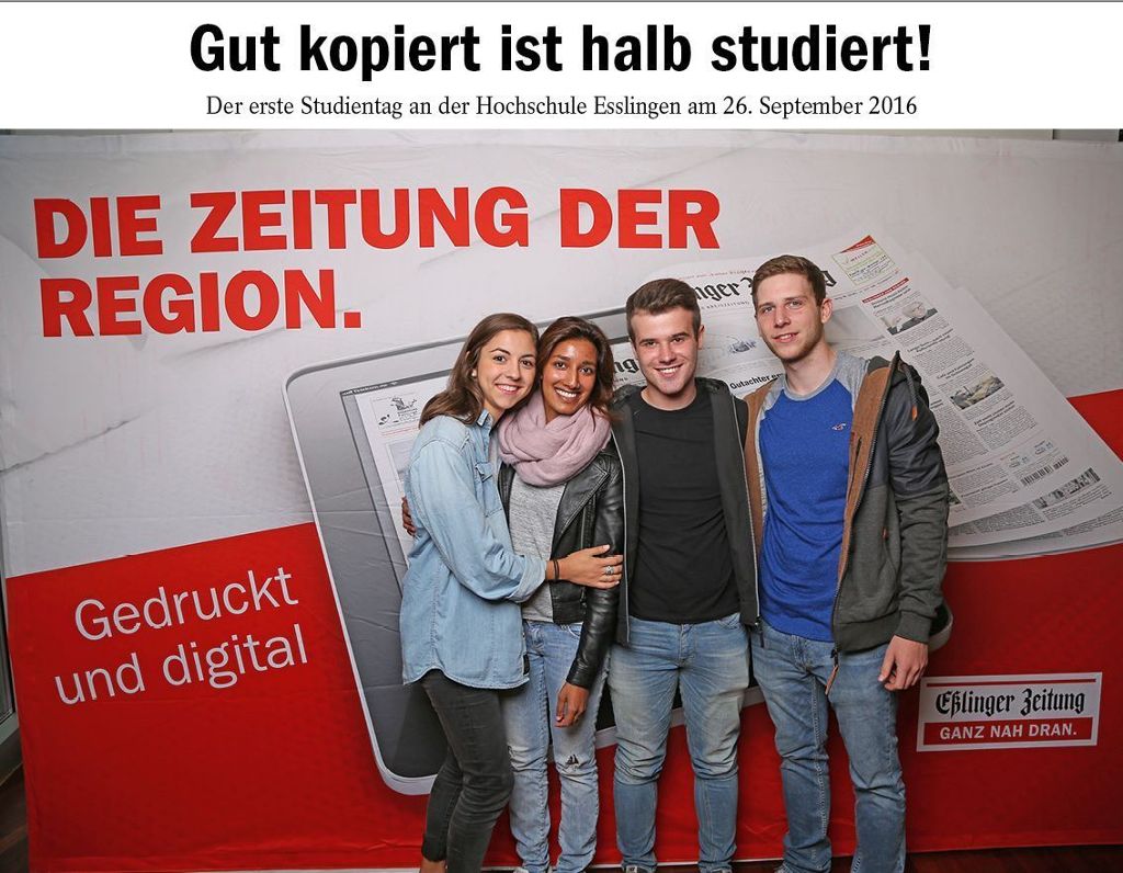 Fotoaktion der EZ zum Semesterstart in Esslingen: Studienanfänger erobern das Titelblatt