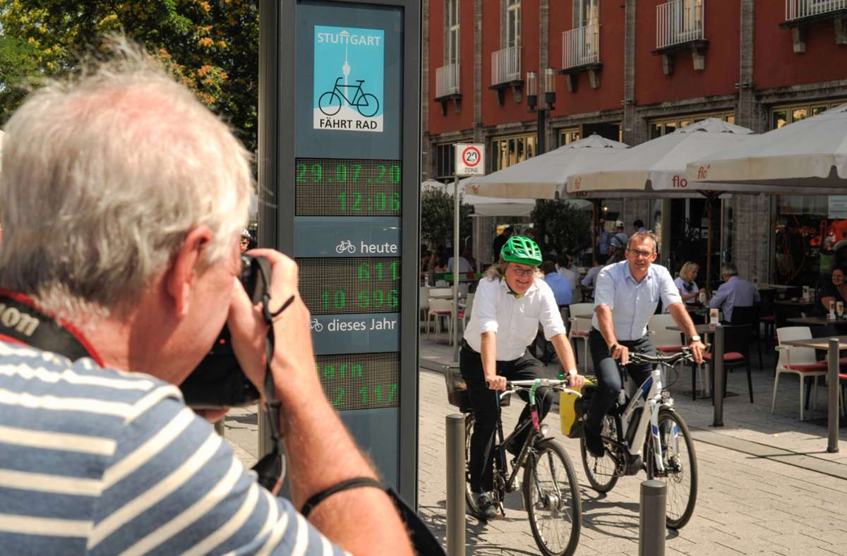 Radfahren in Stuttgart: Weitere Säule zählt Radfahrer in Stuttgart