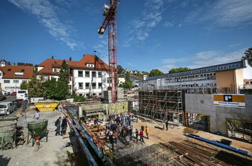 Der Neubau der Grundschule Zell  nimmt bereits Gestalt an. Foto: Ines Rudel