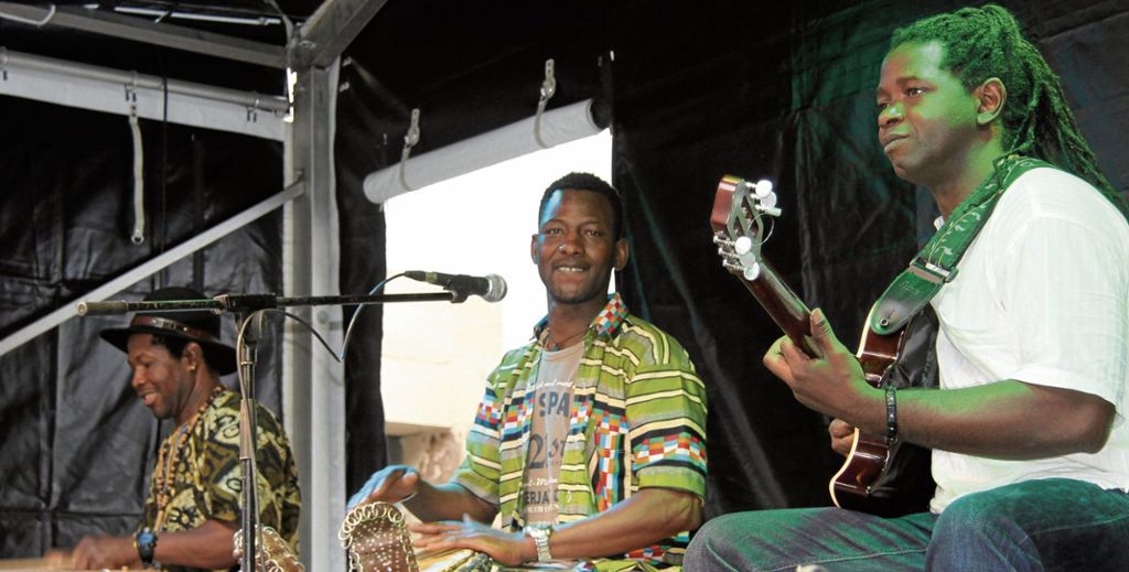 Neben Tanz, Akrobatik und Theater spielte auch die Musik eine große Rolle beim Afro Neckar Festival. Am Samstagabend spielten Bakary Koné und Band Musik aus dem Westen Afrikas. Foto: Eberle