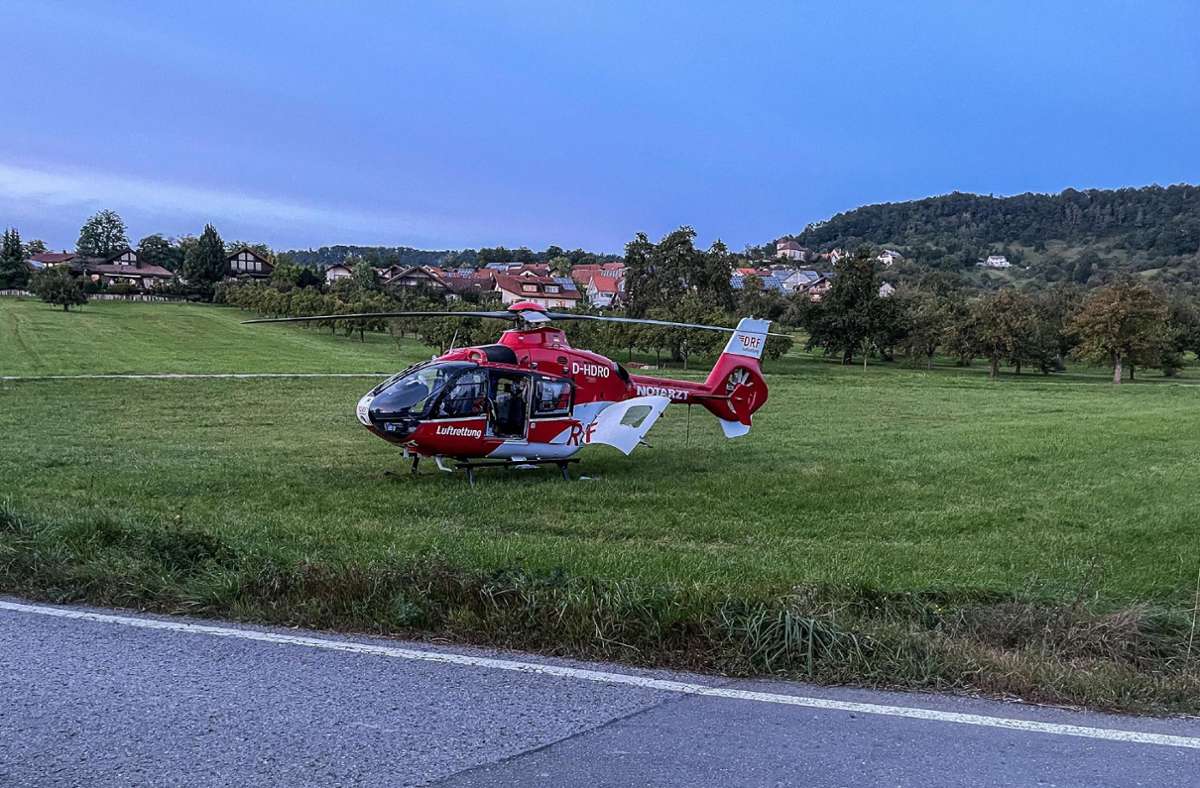 Unfall in Leinfelden-Echterdingen: Hubschrauber fliegt Schwerverletzten in Klinik