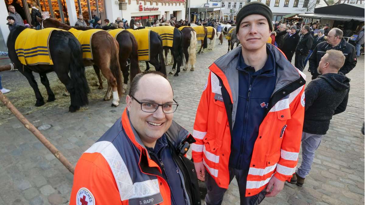 Leonberger Pferdemarkt: Mit 25-Kilo-Gepäck unterwegs
