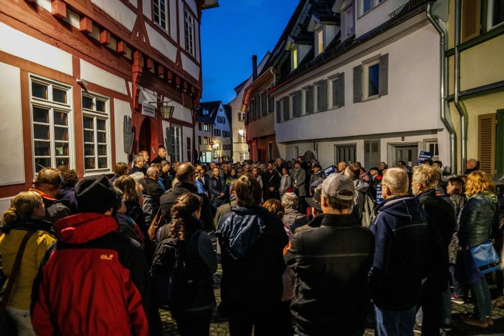 10.10.2019 Nach dem Anschlag von Halle: Solidaritätskundgebung vor der Esslinger Synagoge.
