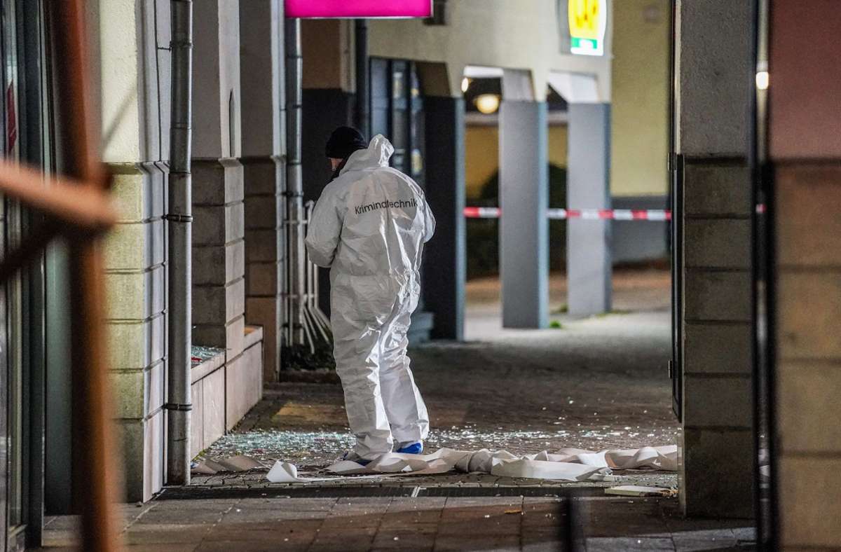 Einer der Tatorte der Serie: In Neuhausen auf den Fildern wurde am 25. November 2022 ein Bankomat gesprengt.
