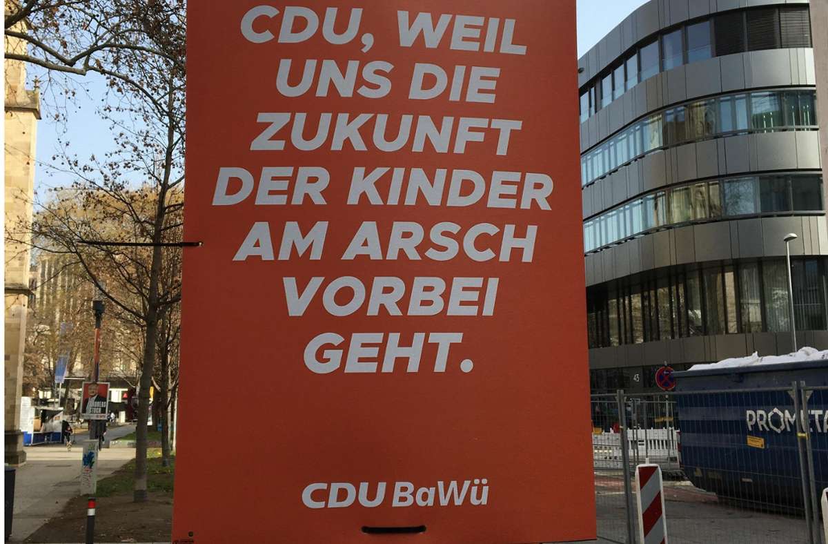Landtagswahl in Stuttgart: Gefälschte CDU-Wahlplakate aufgetaucht