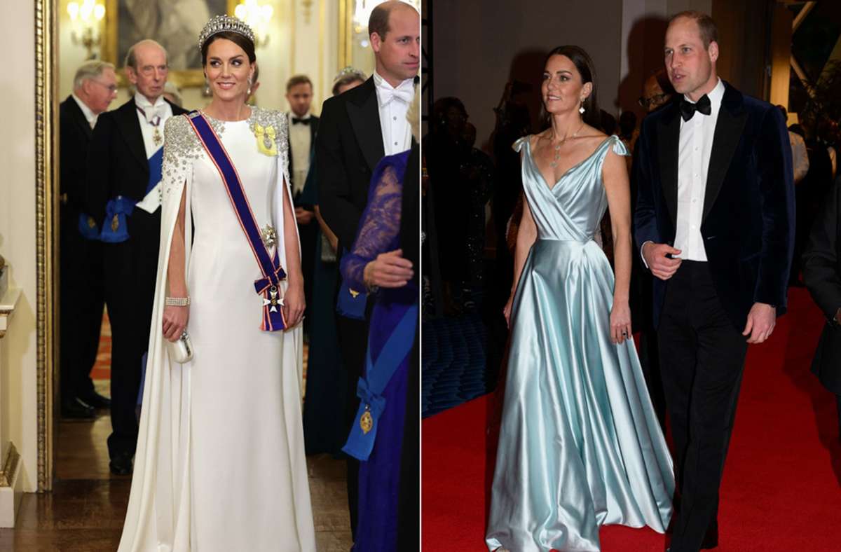 Prinzessin Kate in zwei Roben, die eigentlich Hochzeitskleider sind. Foto: Imago/i Images