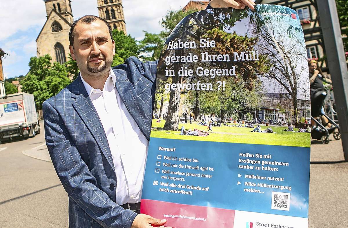 Illegaler Müll in Esslingen: Plakate sollen Abfallsündern ein schlechtes Gewissen machen