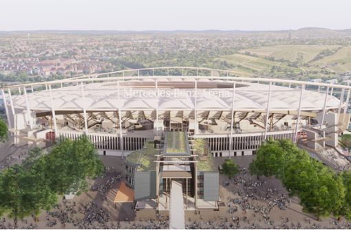 Visualisierung der neuen Frontansicht der Stuttgarter Arena. Foto: asp Architekten