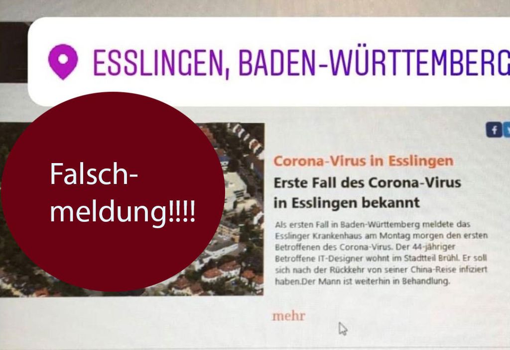 Kein Coronavirus in Esslingen!: Falschmeldung kursiert im Netz