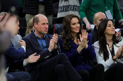 Prinzessin Kate und Prinz William beim Spiel der Boston Celtics gegen Miami Heat. Foto: AFP/BRIAN SNYDER