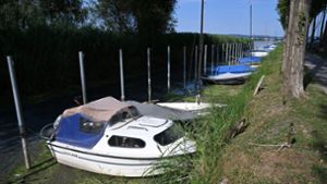 Bodensee-Boote liegen auf dem Trockenen