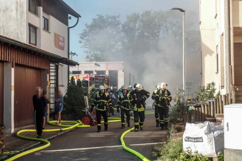 Kellerbrand in der Silcherstraße Baltmannsweiler