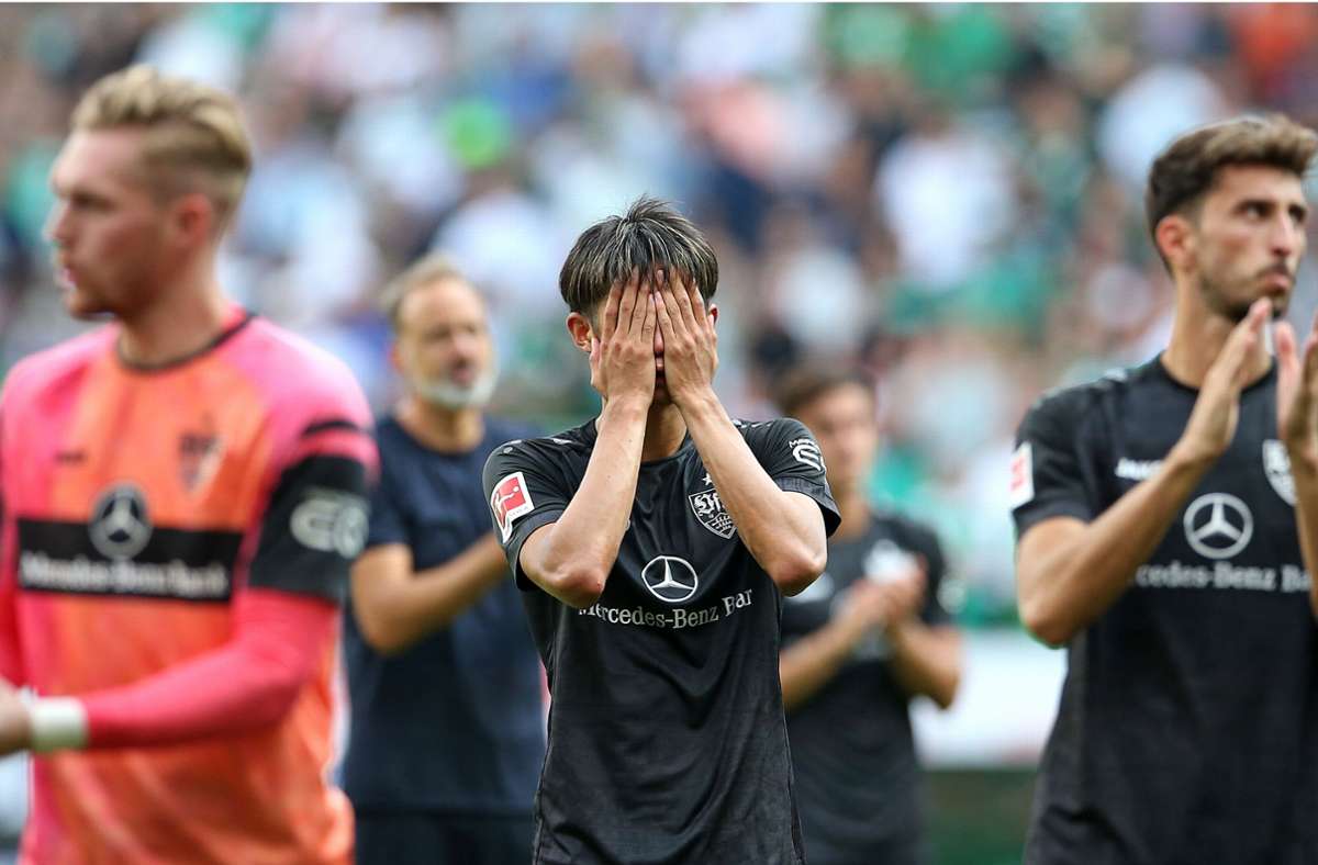 Enttäuschte Gesichter beim VfB Stuttgart nach dem 2:2 in Bremen