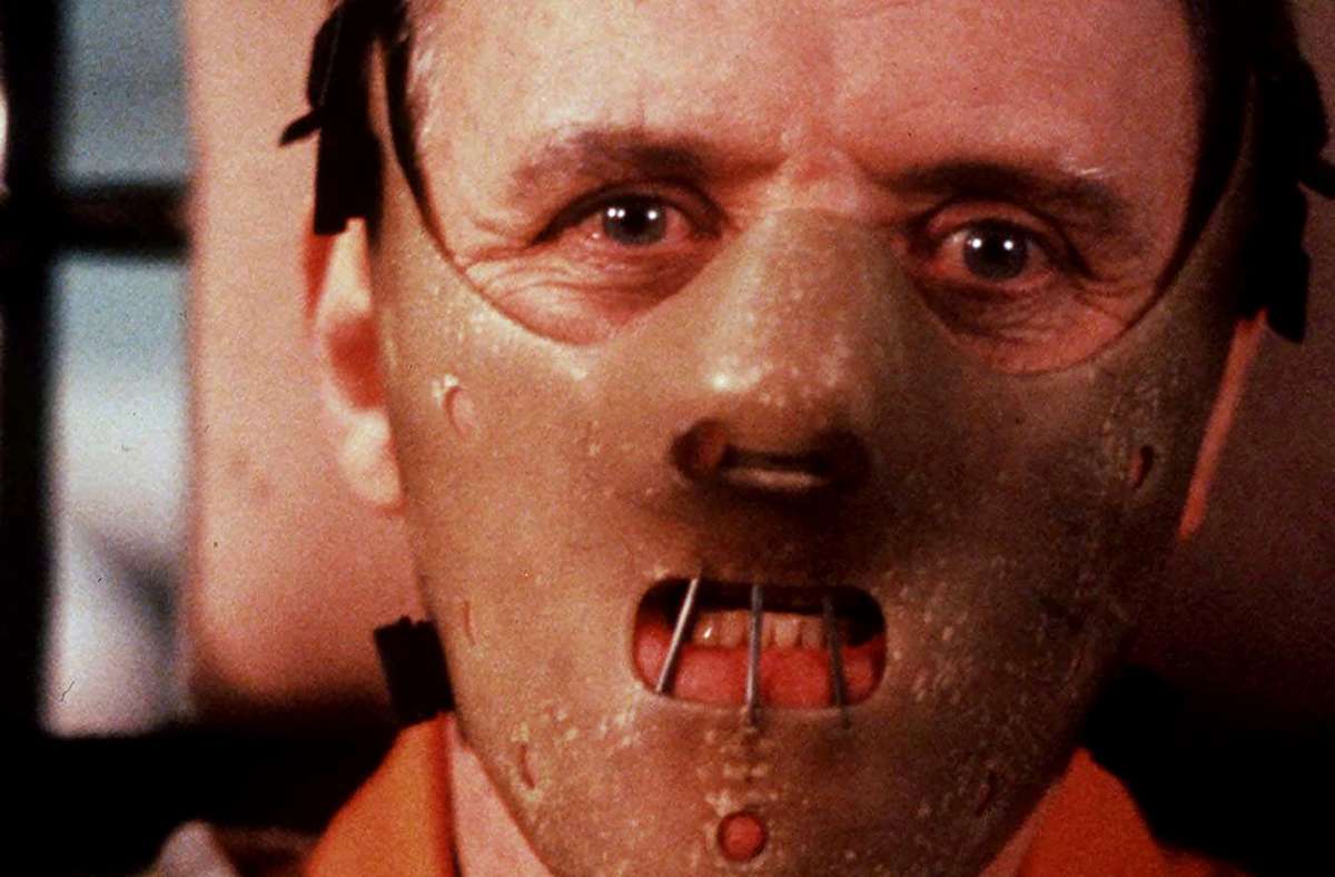 Anthony Hopkins in der Rolle des mehrfachen Mörders und als „Kannibale“ bekannter Psychiater Hannibal Lecter in einer Szene des Films „Das Schweigen der Lämmer“ aus dem Jahr 1991.