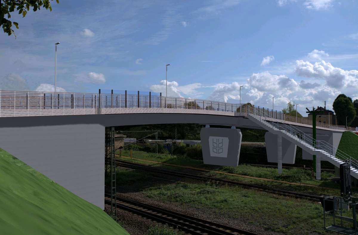 So sieht die Visualisierung der neuen Brücke aus. Foto: Stadt Kornwestheim