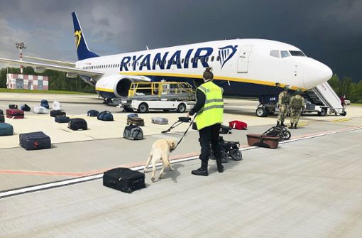 Diese Ryanair-Maschine musste auf dem Weg nach Vilnius in Minsk zwischenlanden. Foto: dpa/Uncredited