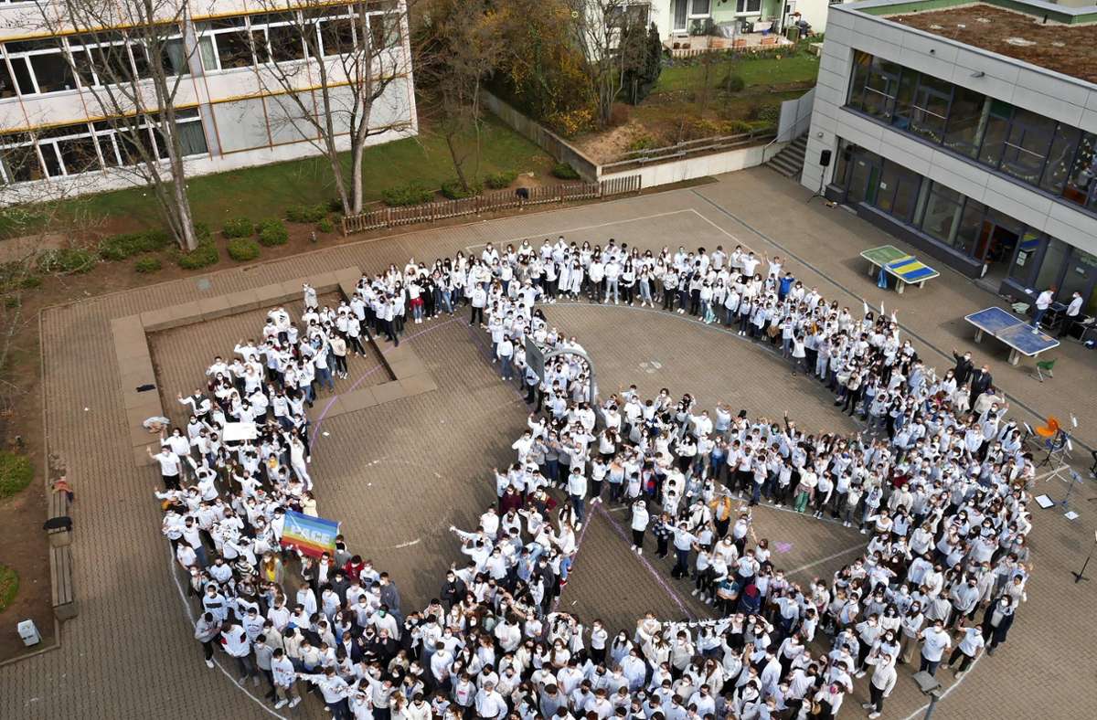 Aktion an Wendlinger Robert-Bosch-Gymnasium: Schüler mahnen Frieden an
