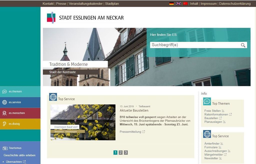 Die Stadt Esslingen will ihre Homepage im nächsten Jahr erneuern: Die Internetseite von Esslingen wird aufgepeppt