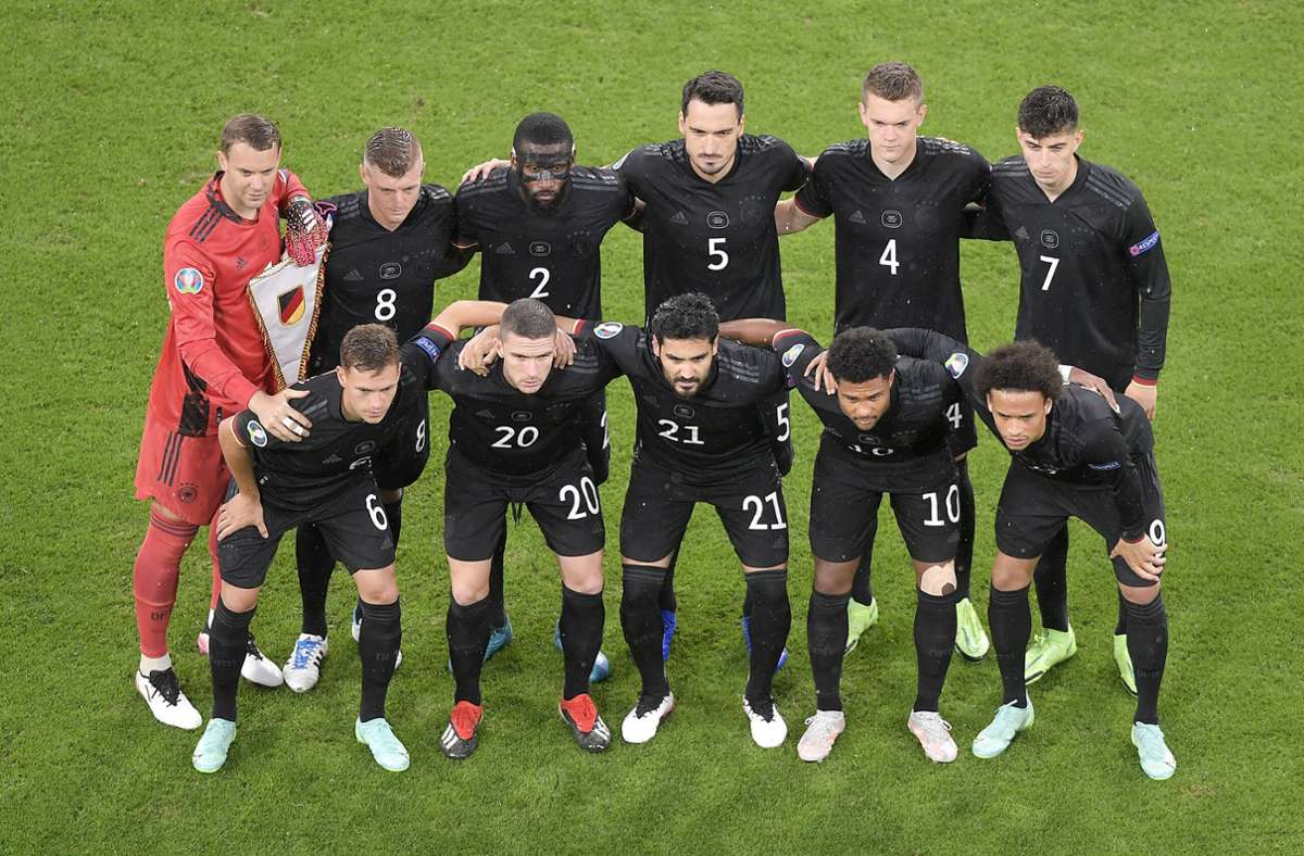 Die deutsche Nationalmannschaft vor dem Spiel gegen Ungarn.