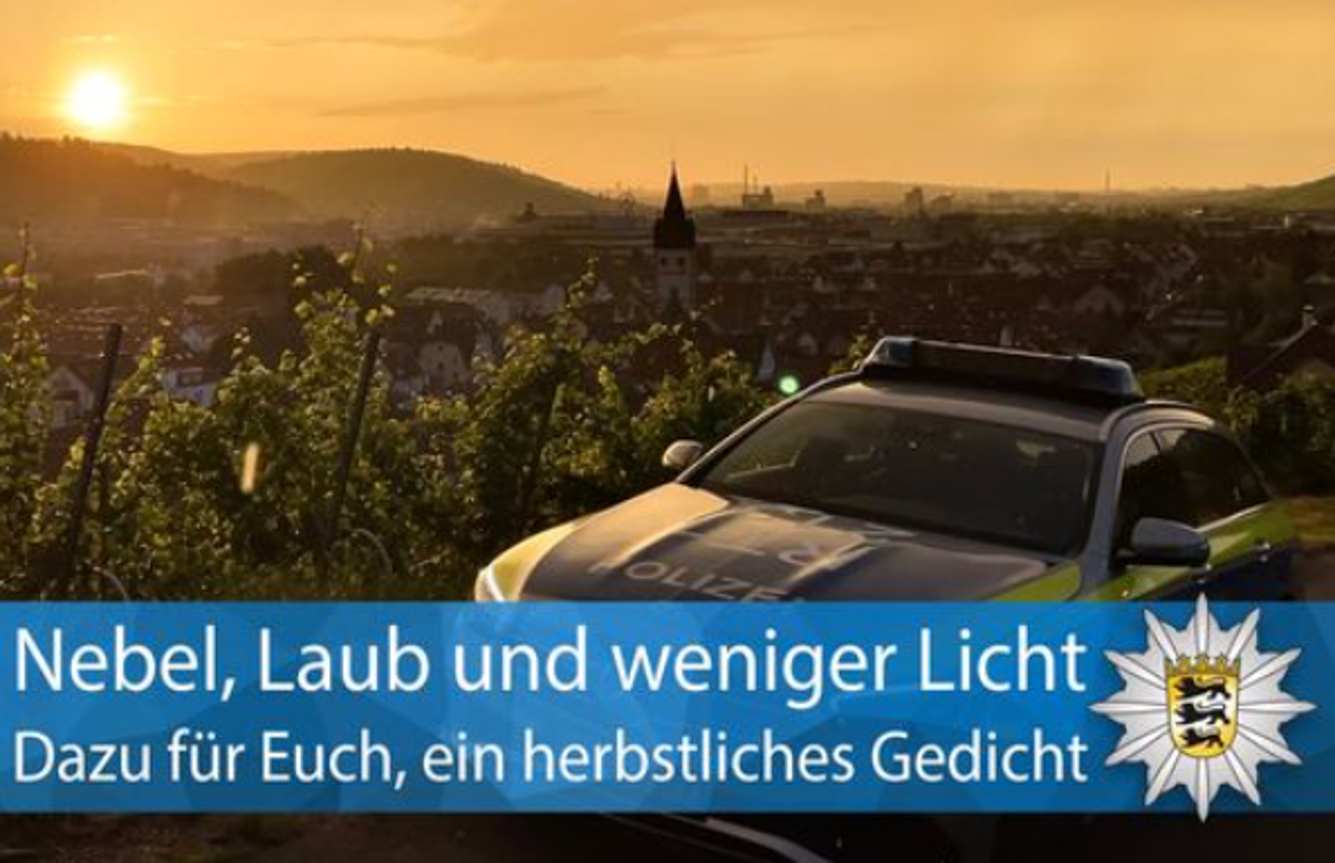 Verkehrssicherheit im Herbst: Polizeipräsidium Reutlingen veröffentlicht Gedicht auf Facebook