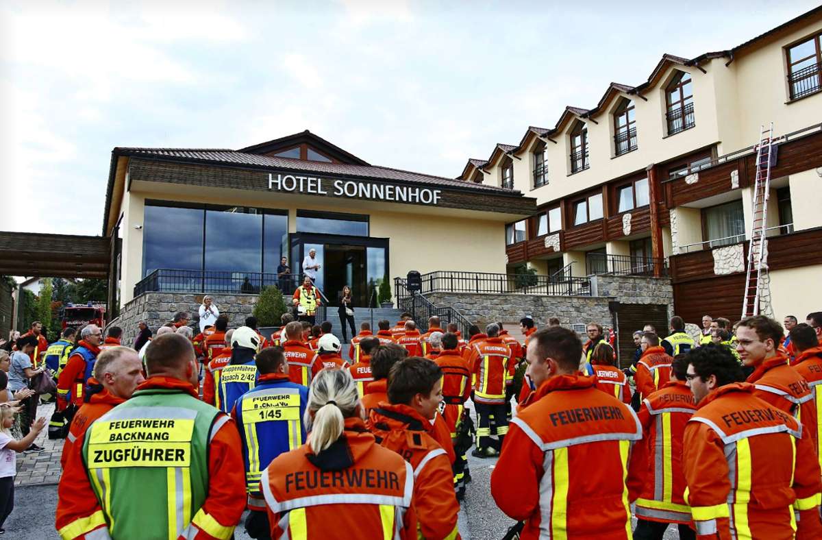 Einsatz bei Andrea Berg in Aspach: Feuerwehr übt im  Hotel Sonnenhof
