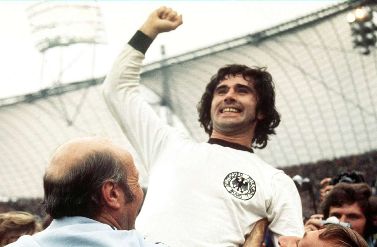 Torschütze Gerd Müller nach dem WM-Sieg 1974.