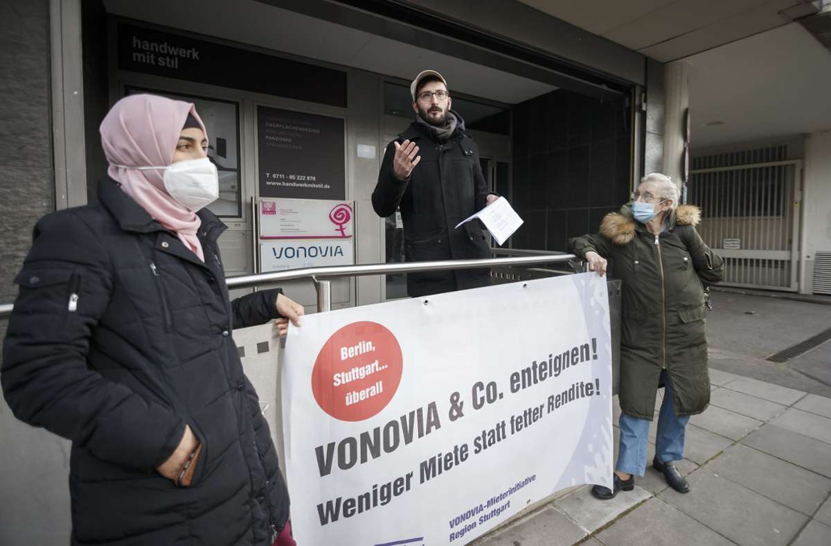 Protest in Stuttgart: Mieter fordern Enteignung von Vonovia