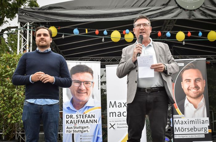 Wahlkampfauftakt in Biergarten: Stuttgarter CDU-Kandidaten versprechen 120 Prozent für Laschet