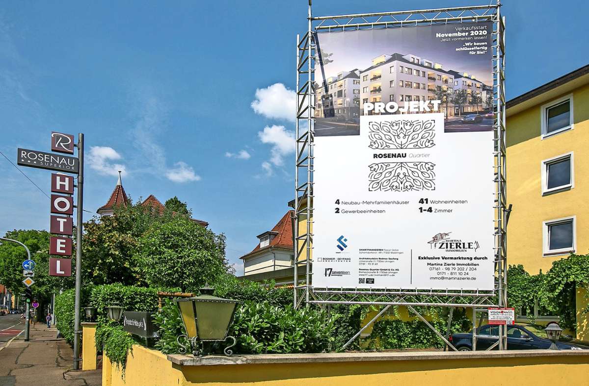 Tradition beugt sich der Gegenwart: Anstelle des  Oberesslinger Hotels Rosenau entstehen 41 Wohnungen