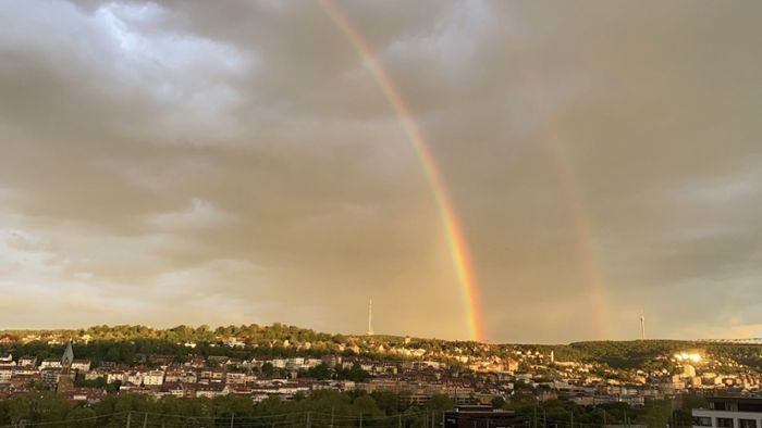 Beeindruckender Regenbogen zeigt sich über Stuttgart