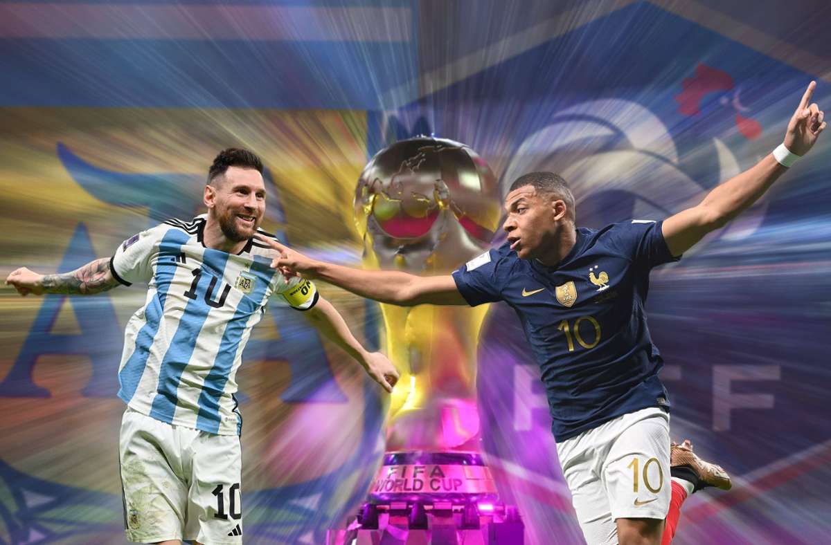 Im WM-Finale kommt es auch zum Duell der beiden Superstars Lionel Messi (li.) und Kylian Mbappé. Foto: imago/Sven Simon