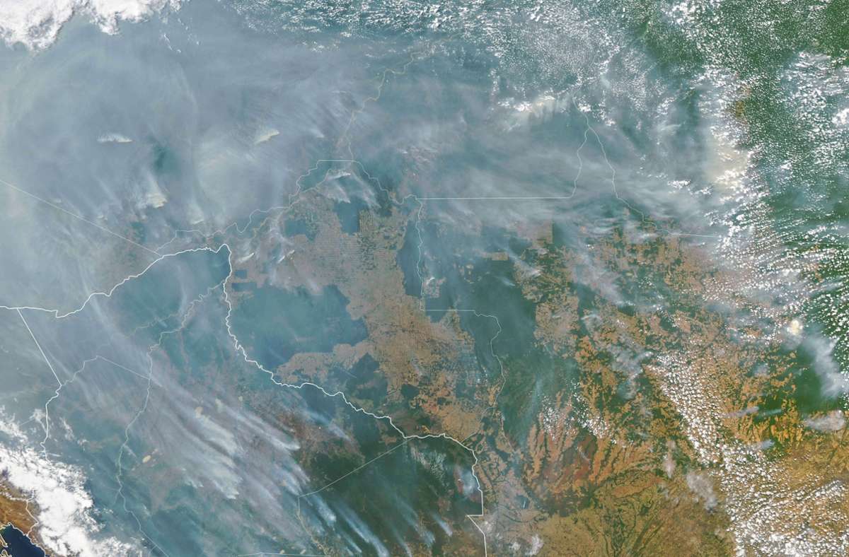 Satellitenbilder zeigten zahlreiche Brände im Amazonasgebiet. Foto: IMAGO/ZUMA Wire/NASA Earth