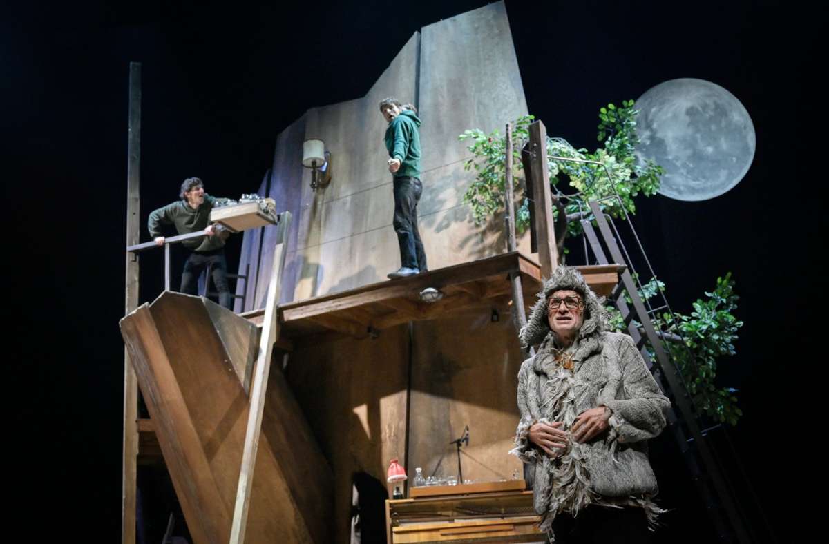 Traum-Baumhaus im Sherwood Forest: David Müller als Little John, Robert Rozic als Robin Hood und Jürg Kienberger als Eule  (von links)