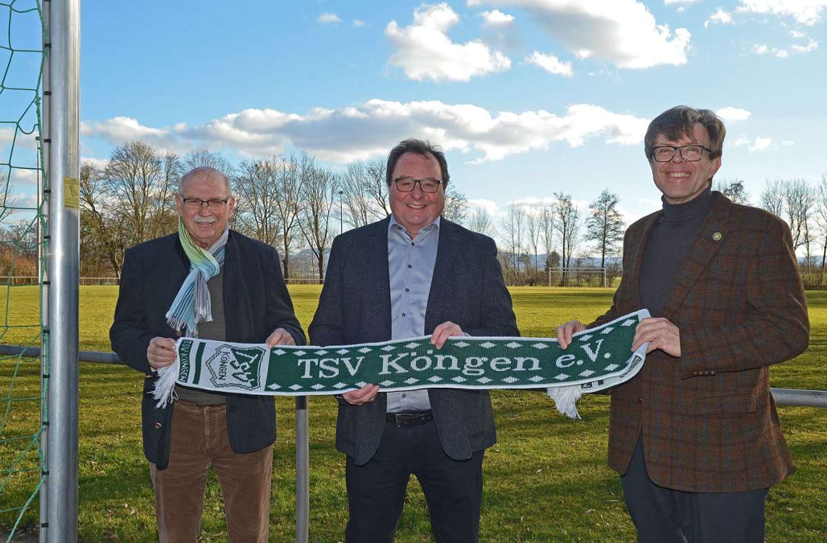 Das aktuelle Vorstands-Trio Gerhard Mettenleiter, Peter Hilss und Markus Baum (von links) hat im Jahr des 125-jährigen Gründungsjubiläums auch die Zukunft des TSV Köngen im Blick Foto: /Gaby Weiß