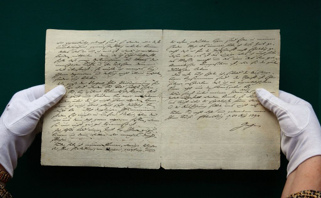Brief von Friedrich Schiller wird in Stuttgart versteigert