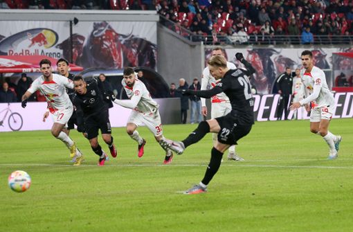 Chris Führich erzielte in Leipzig den Anschlusstreffer für den VfB Stuttgart. Foto: Baumann/Julia Rahn
