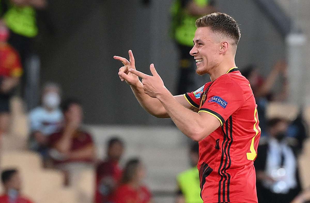 Mit einem strammen Flatterball hat Thorgan Hazard die Belgier mit 1:0 gegen Portugal zum Sieg geführt.