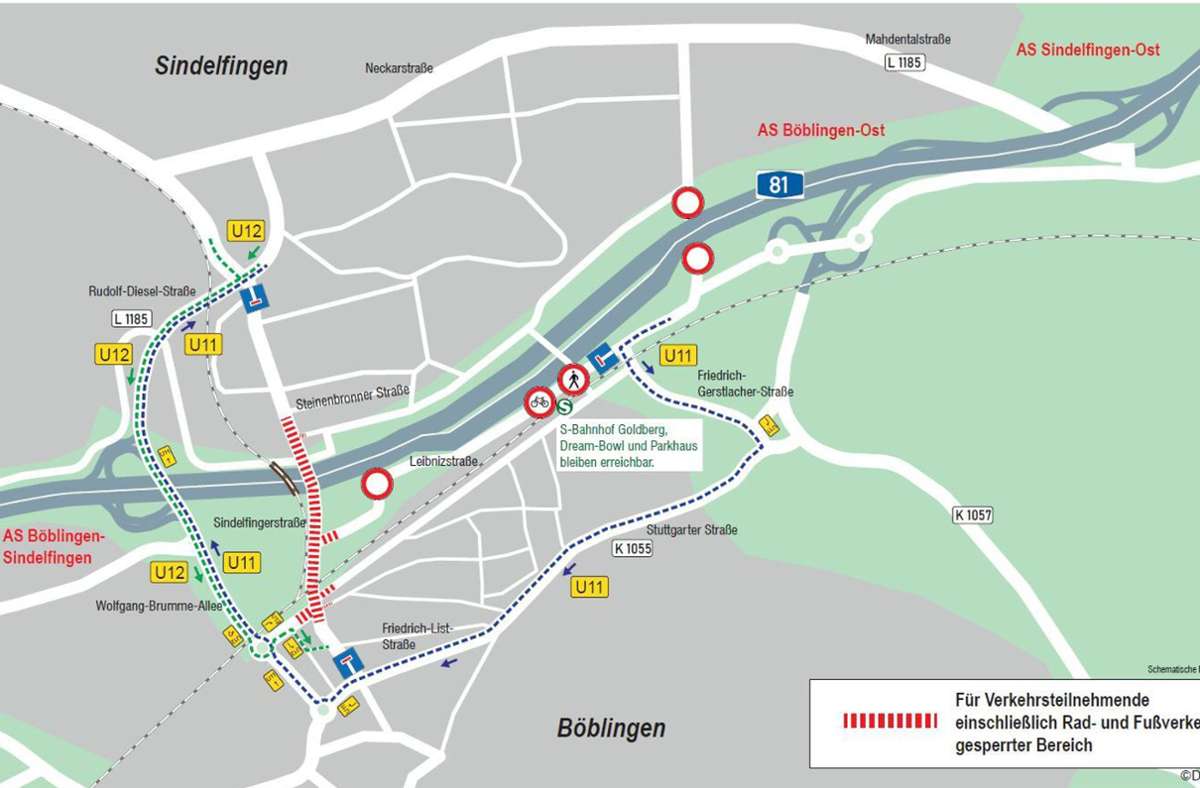 Ausbau der A 81: Brücke nach Sindelfingen voll gesperrt