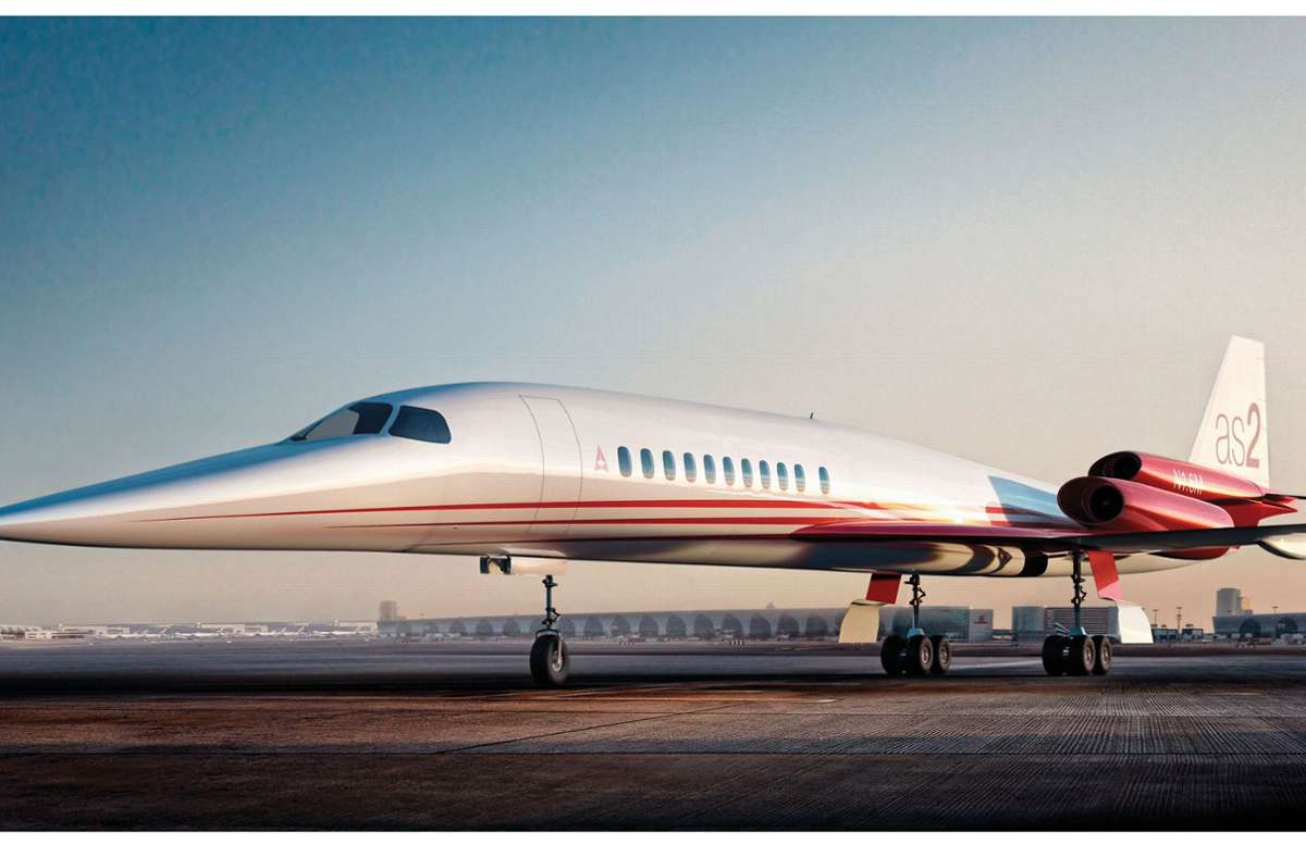 Bis zu zwölf Passagiere will das US-Unternehmen Aerion mit dem Businessjet AS2 mit  bis zu 1500 Kilometer pro Stunde (Mach 1,4) befördern.