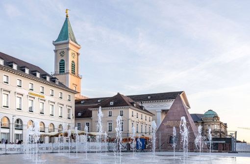 Die Karlsruher Wasserspiele am Marktplatz sind derzeit abgeschaltet. Foto: imago images/tmc-fotografie.de/Carmele