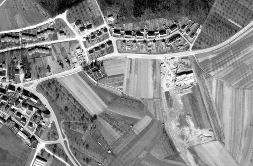 Die Aufnahme aus dem Jahr 1968 zeigt das Schanbacher Gelände vor der Bebauung. Foto: Landesarchiv/EL 68 IX Nr 2603 Foto:  