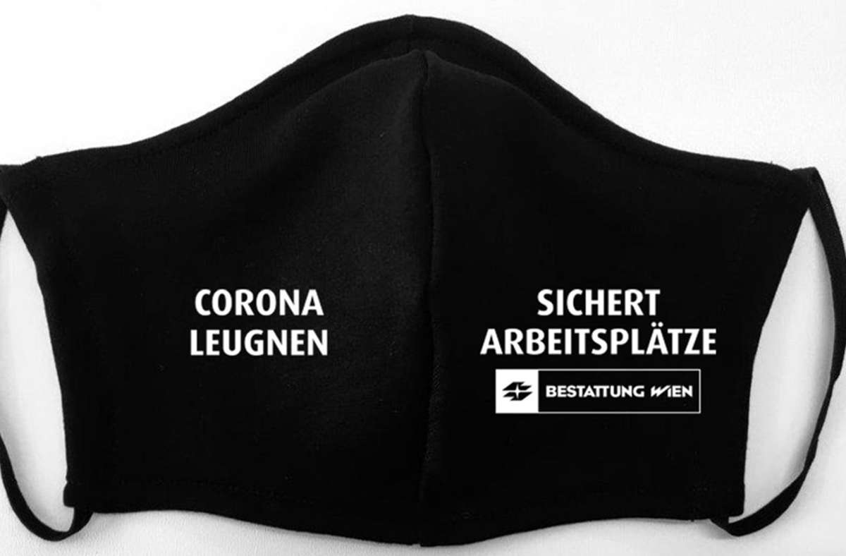 Schwarzer Humor auf schwarzer Bio-Baumwolle. Foto: Bestattung Wien