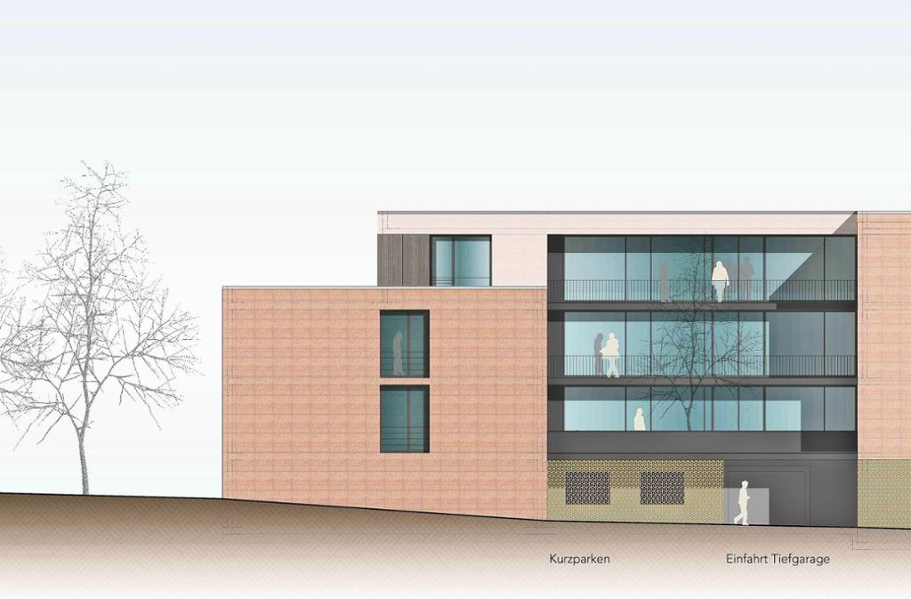 Das neue Pflegeheim im Quartier für Generationen wird 75 Pflegeplätze haben. Im Gebäude ist auch ein Bürgertreff (rechts) untergebracht.