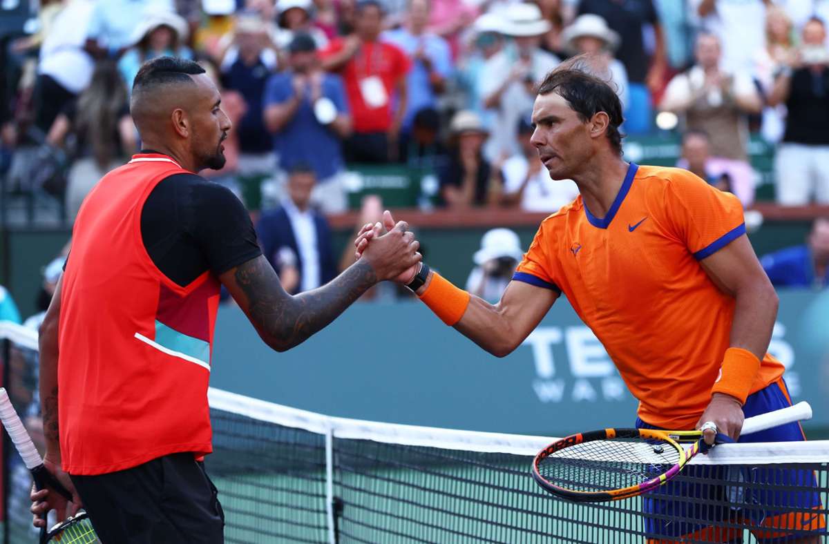 Nick Kyrgios (links) musste sich Rafael Nadal geschlagen geben. Foto: AFP/CLIVE BRUNSKILL