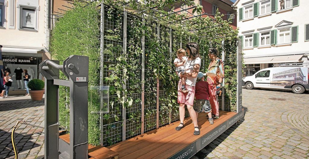 ESSLINGEN:  EU-Projekt Mobiles Grünes Zimmer wirbt für mehr Natur in dicht bebauten Innenstädten: Bepflanzte Wände gegen Klimawandel
