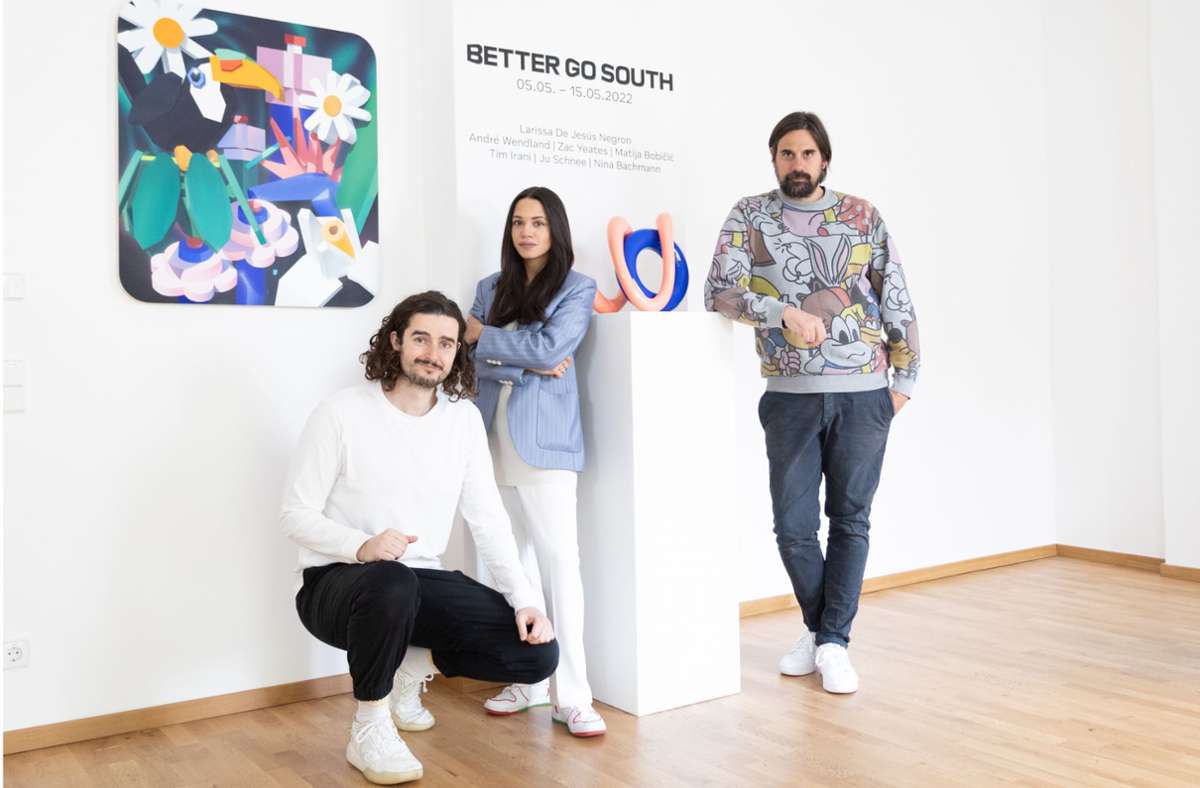 Das Team hinter der neuen Galerie Better Go South: Tim Bengel, Leonie Dosch und Michael Preuss (v. l.)