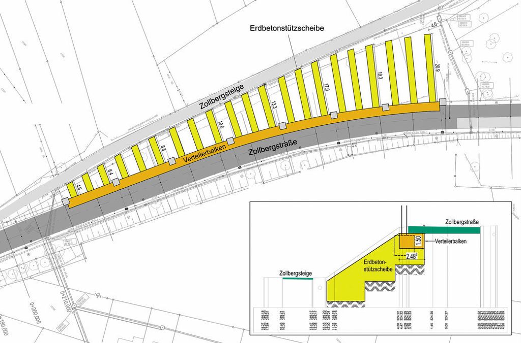Ein gefährdetes Hangstück an der Zollbergstraße wird gesichert: Ein Korsett für die haltlose Böschung