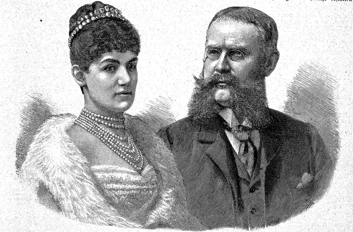 König Wilhelm II. von Württemberg mit seiner zweiten Frau, Königin Charlotte. Foto: imago images/H. Tschanz-Hofmann/H.Tschanz-Hofmann