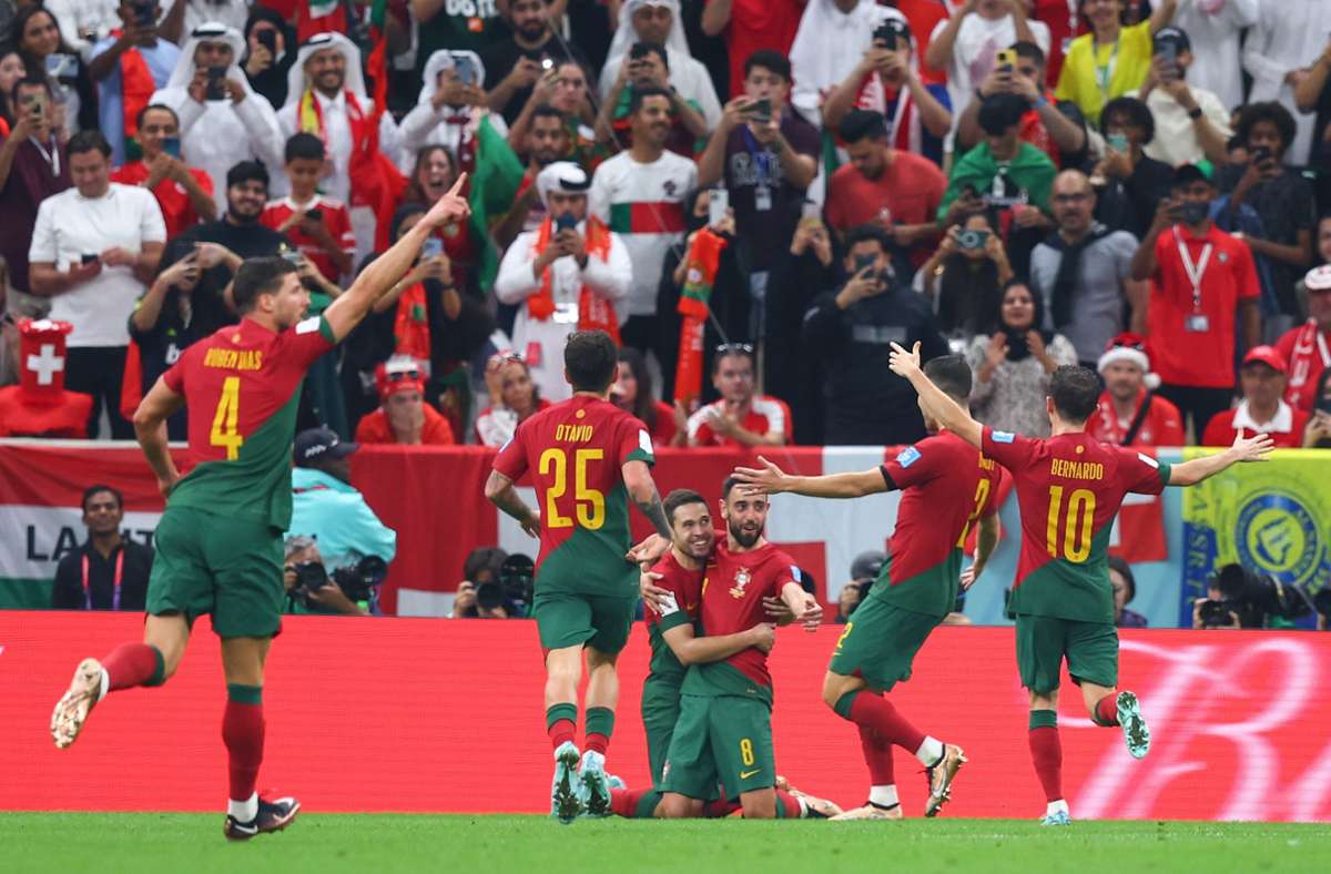 Portugal hatte gegen die Schweiz einiges zu feiern. Foto: dpa/Tom Weller